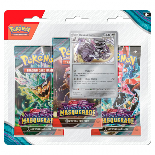 Pokémon TCG: Twilight Masquerade Boosters 3-Pack Revavroom i gruppen SELSKABSSPIL / Pokémon hos Spelexperten (POK85783-REV)