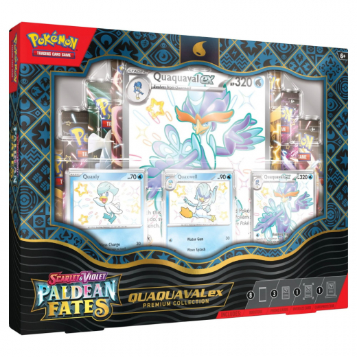 Pokémon TCG: Paldean Fates Premium Collection - Quaquaval ex i gruppen SELSKABSSPIL / Pokémon hos Spelexperten (POK85961-QUA)