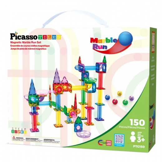 PicassoTiles Magnetic Marble Run Set 150 Brikker i gruppen LEGETØJ / Byggeklodser / PicassoTiles hos Spelexperten (PTG150)