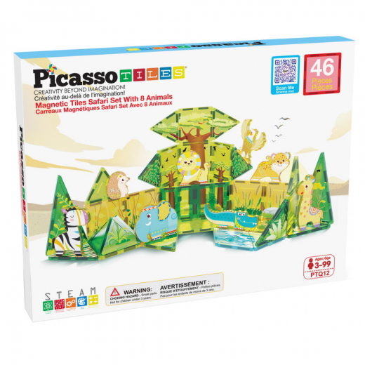 PicassoTiles Magnetisk Byggesæt Safari 46 Dele i gruppen LEGETØJ / Byggeklodser hos Spelexperten (PTQ12)
