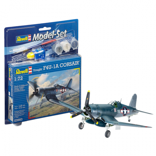 Revell Model Set - Vought F4U-1A Corsair 1:72 - 63 Bitar i gruppen PUSLESPIL / Modelbygning / Revell / Køretøj hos Spelexperten (R-03983)