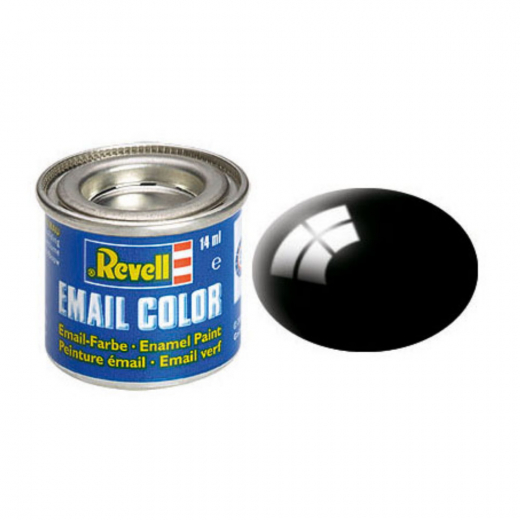 Revell - Black, Gloss 14 ml i gruppen PUSLESPIL / Modelbygning / Revell / Maling, pensler og lim hos Spelexperten (R-32107)