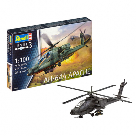 Revell - AH-64A Apache 1:100 - 56 Stk i gruppen PUSLESPIL / Modelbygning / Revell / Kampkøretøjer hos Spelexperten (R-4985)