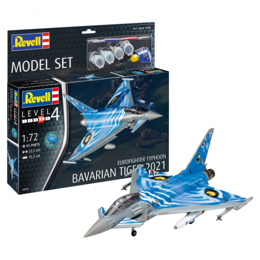 Revell Model Set - Eurofighter Typhoon Bavarian Tiger 2021 1:72 - 85 Bitar i gruppen PUSLESPIL / Modelbygning / Revell / Kampkøretøjer hos Spelexperten (R-63818)