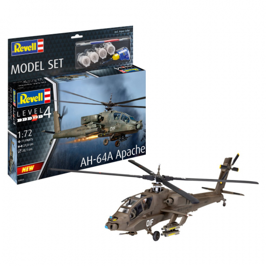 Revell - Model Set AH-64A Apache 1:72 i gruppen PUSLESPIL / Modelbygning / Revell / Kampkøretøjer hos Spelexperten (R-63824)