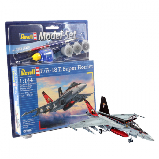 Revell Model Set - F/A-18E Super Hornet 1:144 - 63 Pcs i gruppen PUSLESPIL / Modelbygning / Revell / Køretøj hos Spelexperten (R-63997)