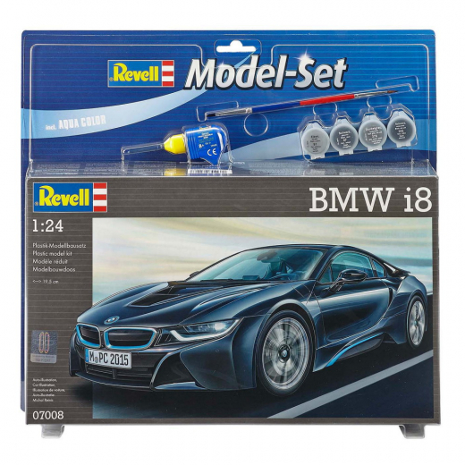 Revell Model Set - BMW i8 1:24 - 131 Dele i gruppen PUSLESPIL / Modelbygning / Revell / Køretøj hos Spelexperten (R-7008kit)