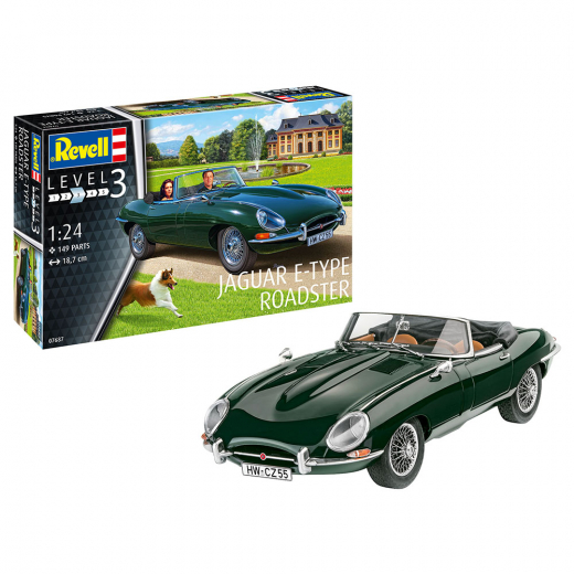 Revell - Jaguar E-Type Roadster 1:24 - 149 Pcs i gruppen PUSLESPIL / Modelbygning / Revell / Køretøj hos Spelexperten (R-7687)