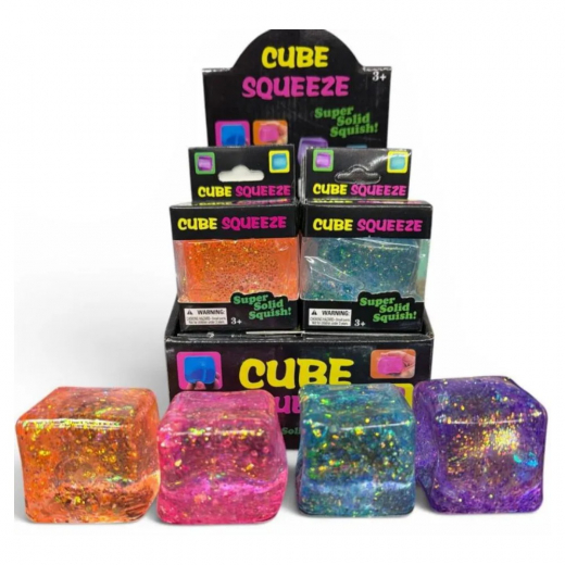 Cube Squeeze Ball Glitter 6 cm i gruppen LEGETØJ / Fidgets hos Spelexperten (R-M31)