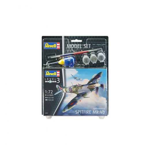 Revell Model Set - Spitfire Mk.Vb 1:72 - 42 Stk i gruppen PUSLESPIL / Modelbygning / Revell / Kampkøretøjer hos Spelexperten (R-M3897)