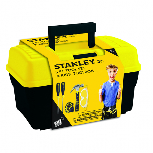 Stanley Jr DIY - Værktøjskasse med 5 værktøjer i gruppen LEGETØJ / Rollespil / Legetøjsværktøj hos Spelexperten (TBS001-05-SY)