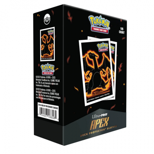 Pokémon TCG: Apex Deck Protector Sleeves - Neon Kanto Charizard i gruppen SELSKABSSPIL / Tilbehør / Sleeves hos Spelexperten (ULT16656)