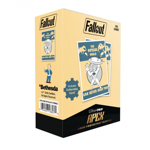 Fallout: Apex Deck Protector Sleeves - Vault Boy: The Outside World i gruppen SELSKABSSPIL / Tilbehør / Sleeves hos Spelexperten (ULT16807)
