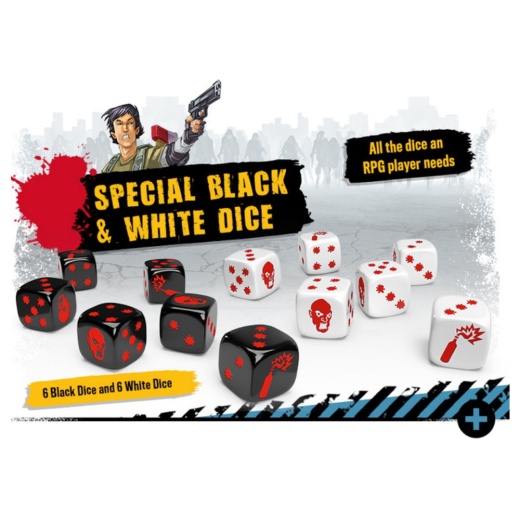 Zombicide 2nd Ed: Special Black & White Dice (Exp.) i gruppen SELSKABSSPIL / Tilbehør / Terninger & tilbehør hos Spelexperten (ZCD010)