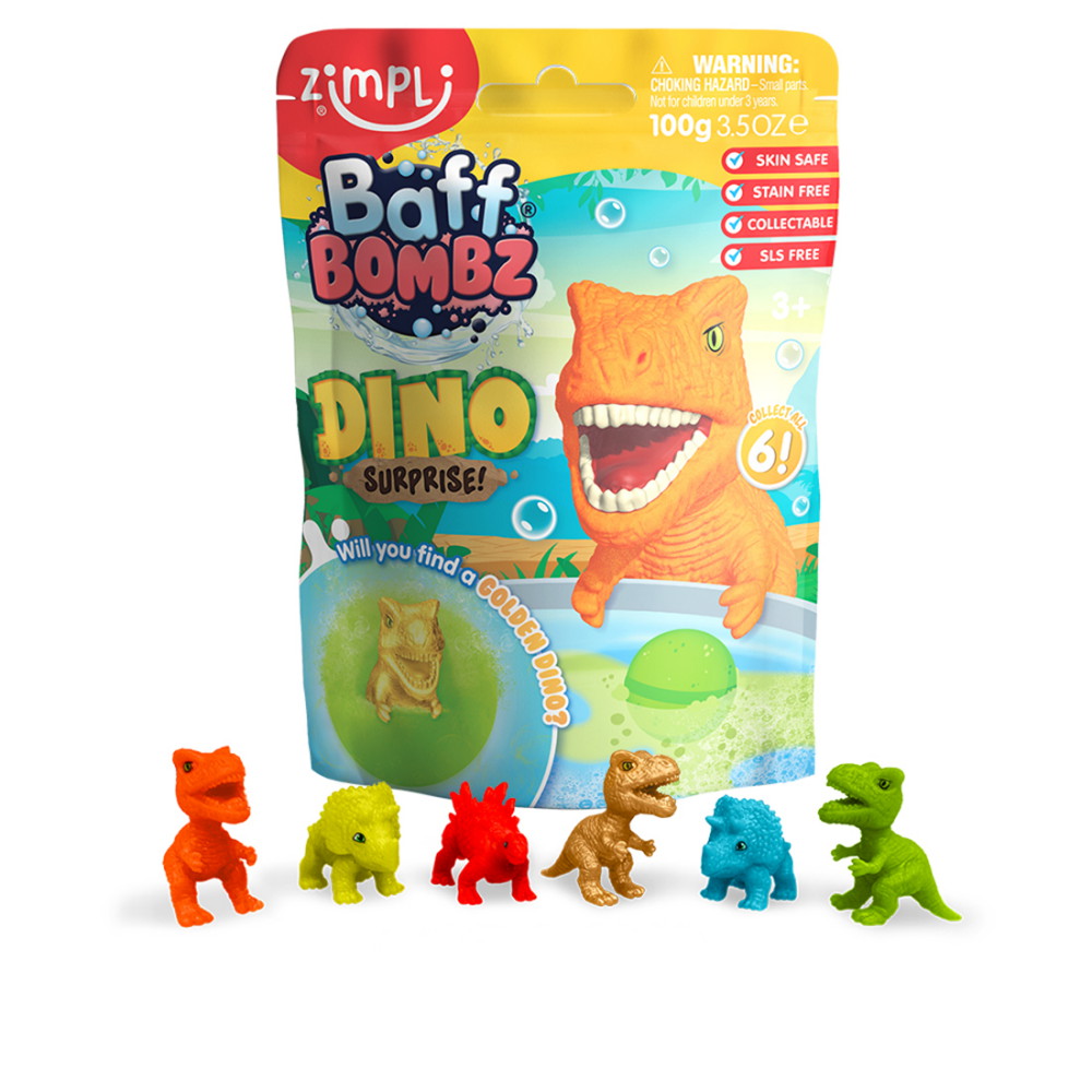 Zimpli børnebadebombe med samlerfigur, dinosaur