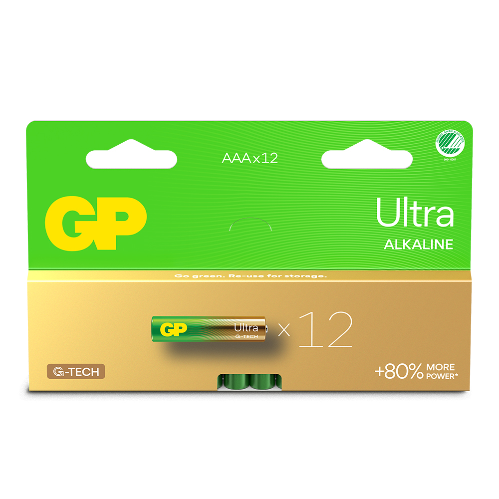 GP Ultra Alkaline AAA-battery, 24AU/LR03, 12-pc