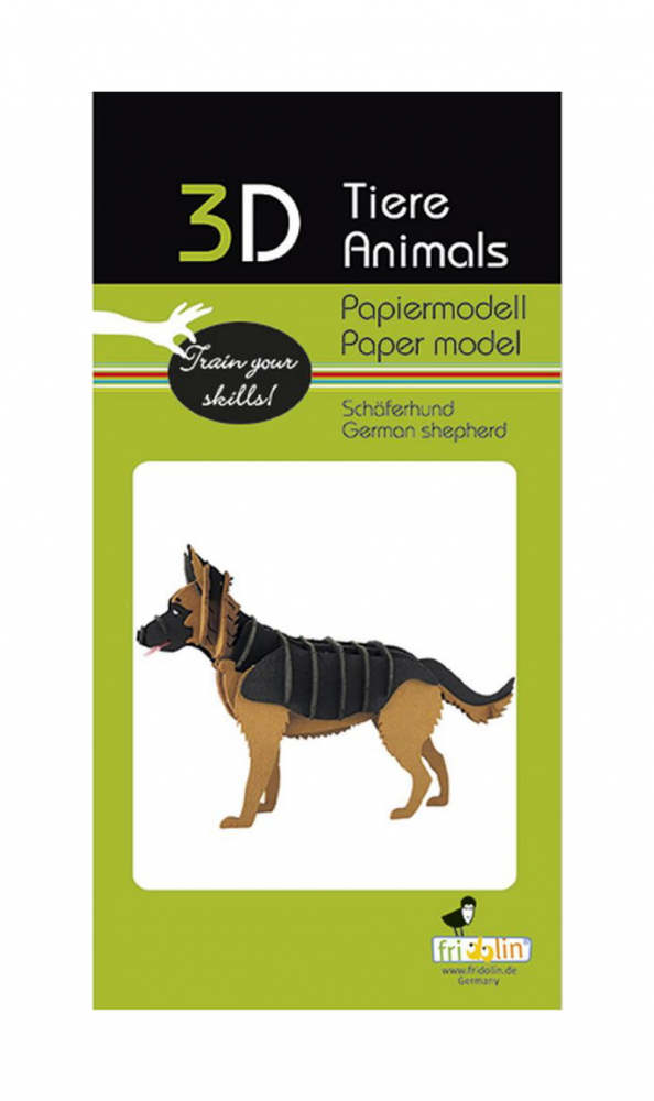 3D papirpuslespil, schæferhund