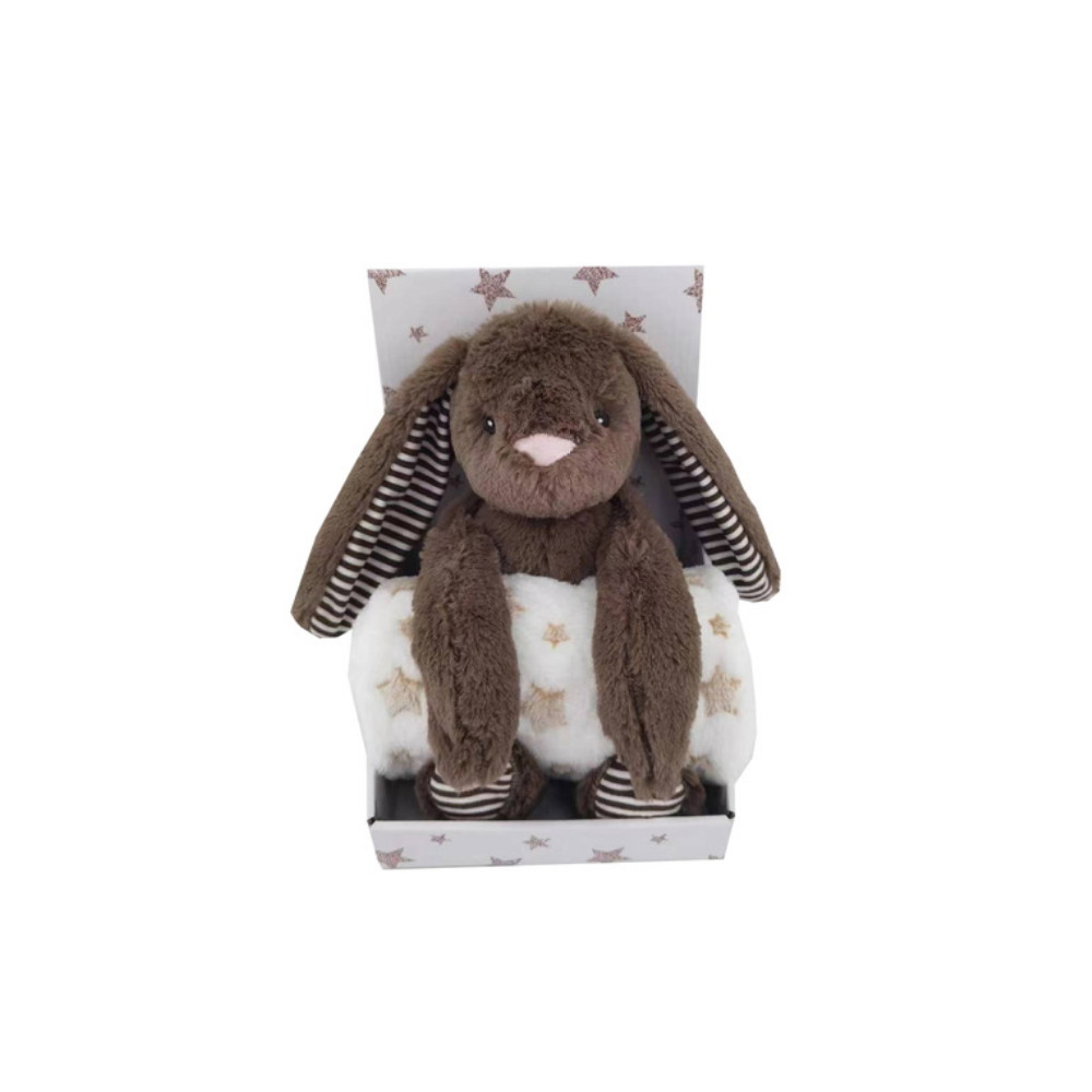 Fleecetæppe (Beige) & Bunny (Mørkebrun)