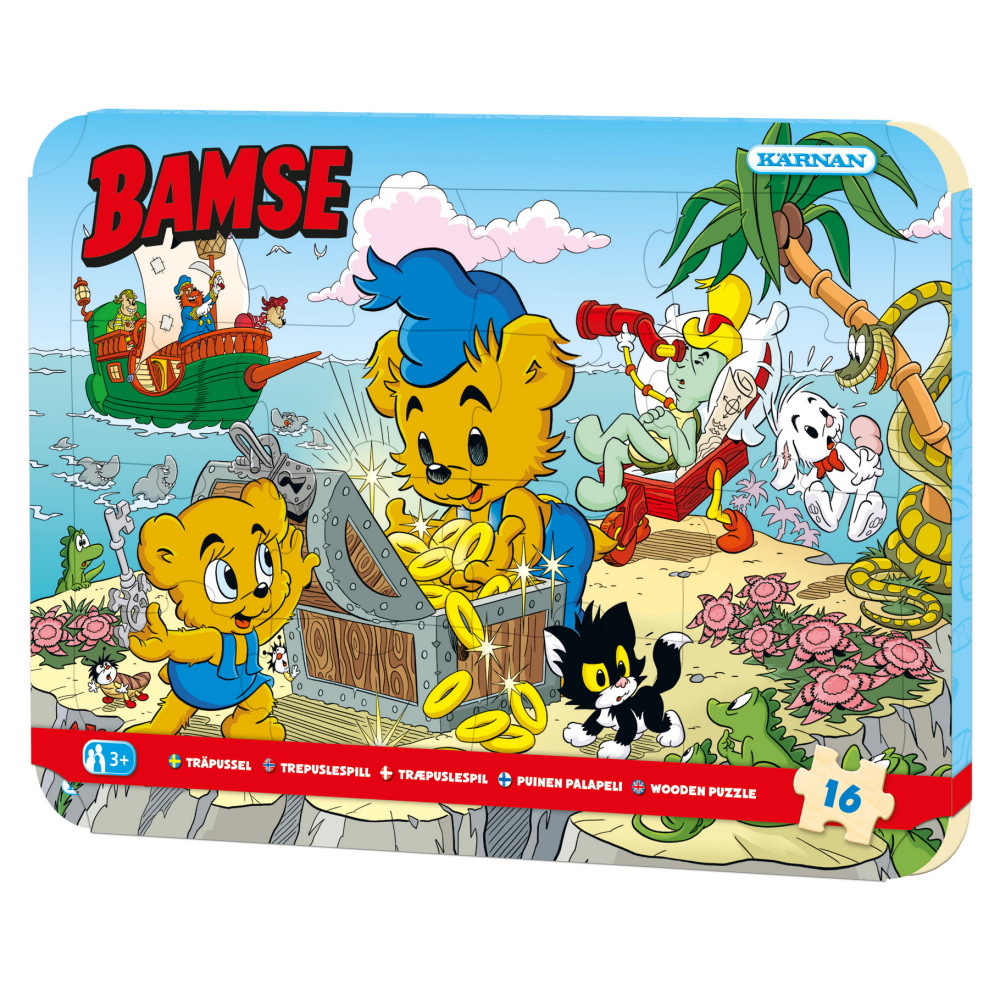 Træpuslespil Bamse Pirat 16 brikker