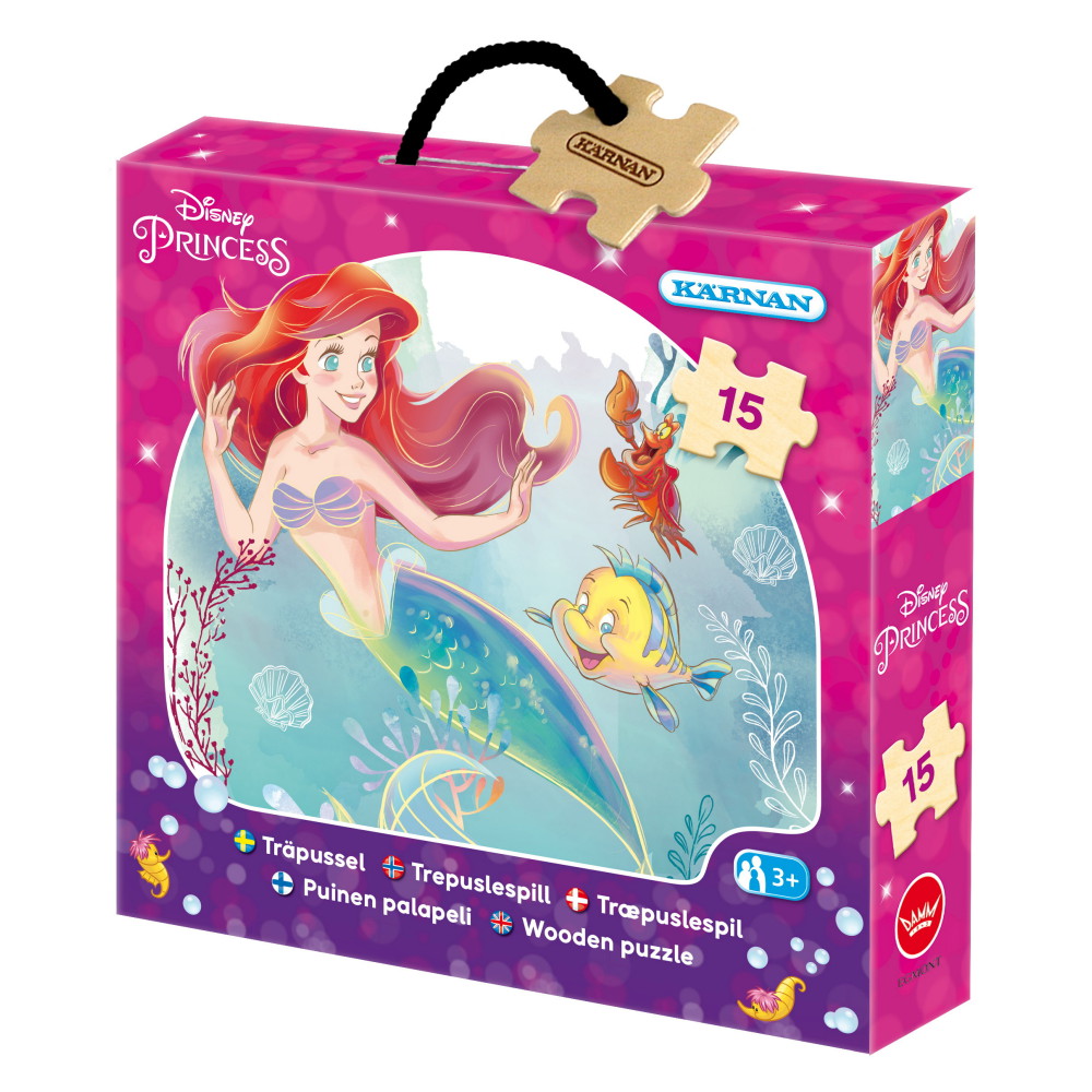 Kärnan Ask puslespil i træ - Den Lille Havfrue 15 stykker