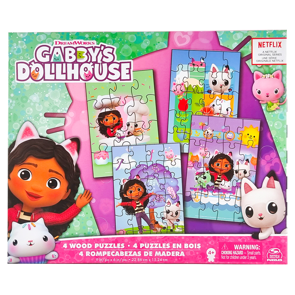 Gabby's Dollhouse - Træ puslespil 4 pakke