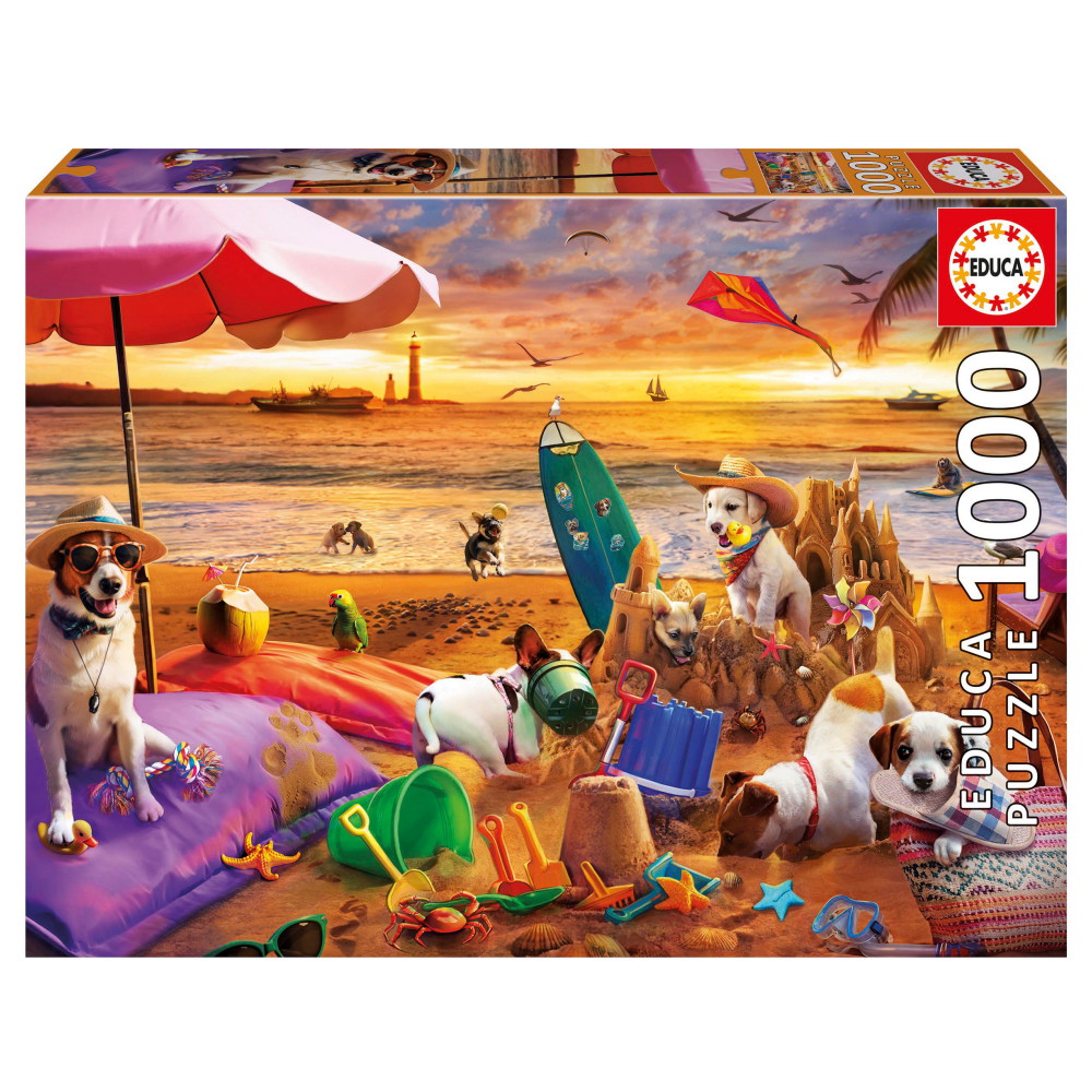 Educa Dogs playing at the beach 1000 Brikker