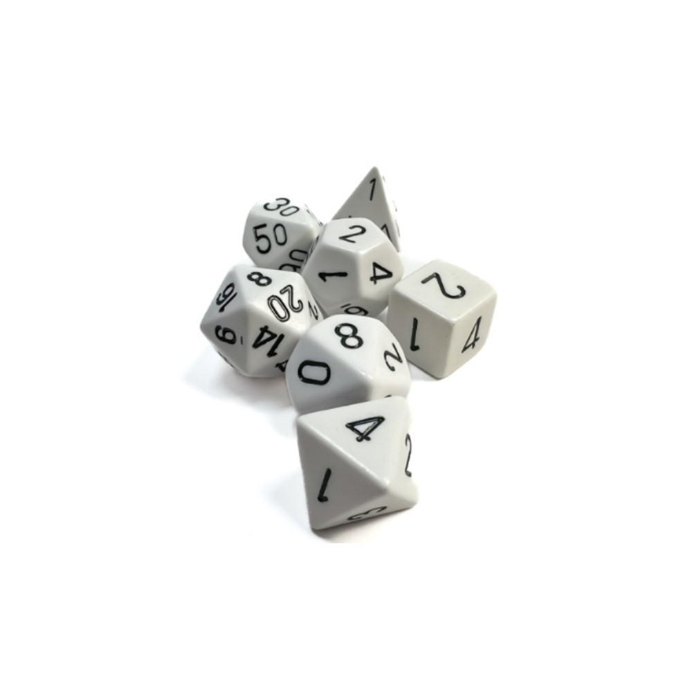 Dice Set 7 Opaque White/Black
