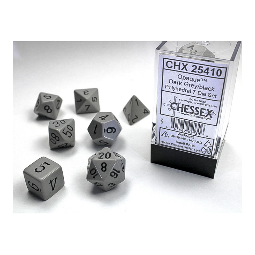 Dice Set 7 Opaque Grey/Black