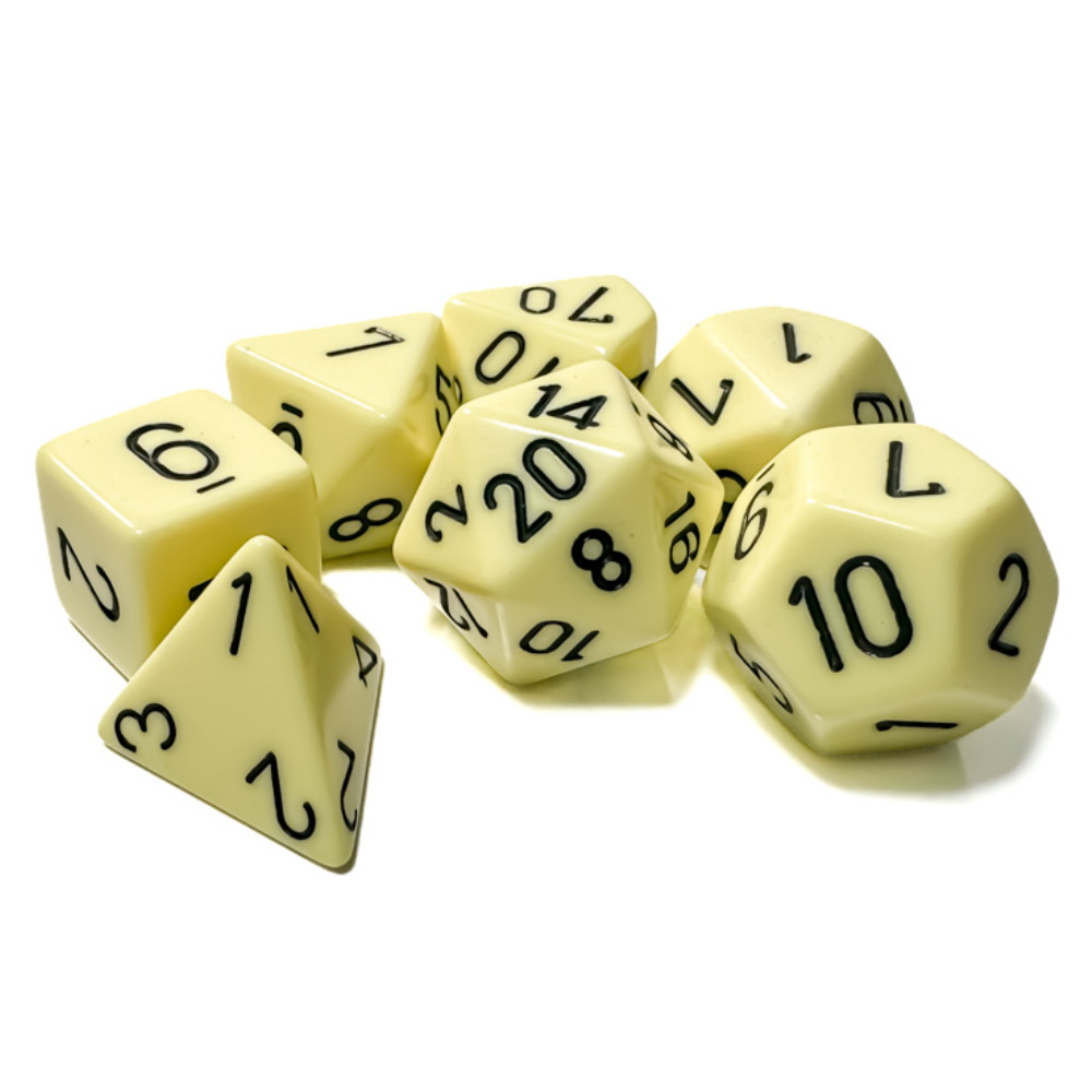 Dice Set 7 Opaque Pastel Yellow/black