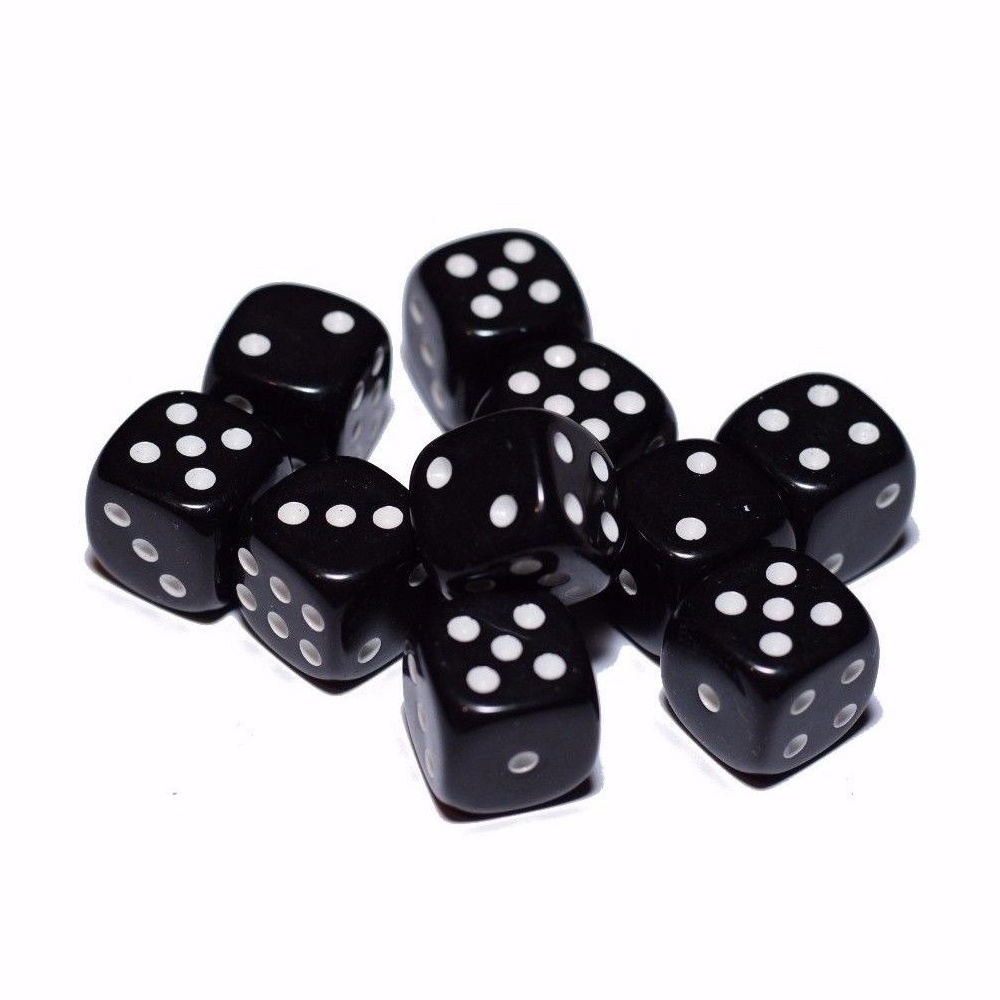 Dice Set D6 Opaque Black/White 16 mm