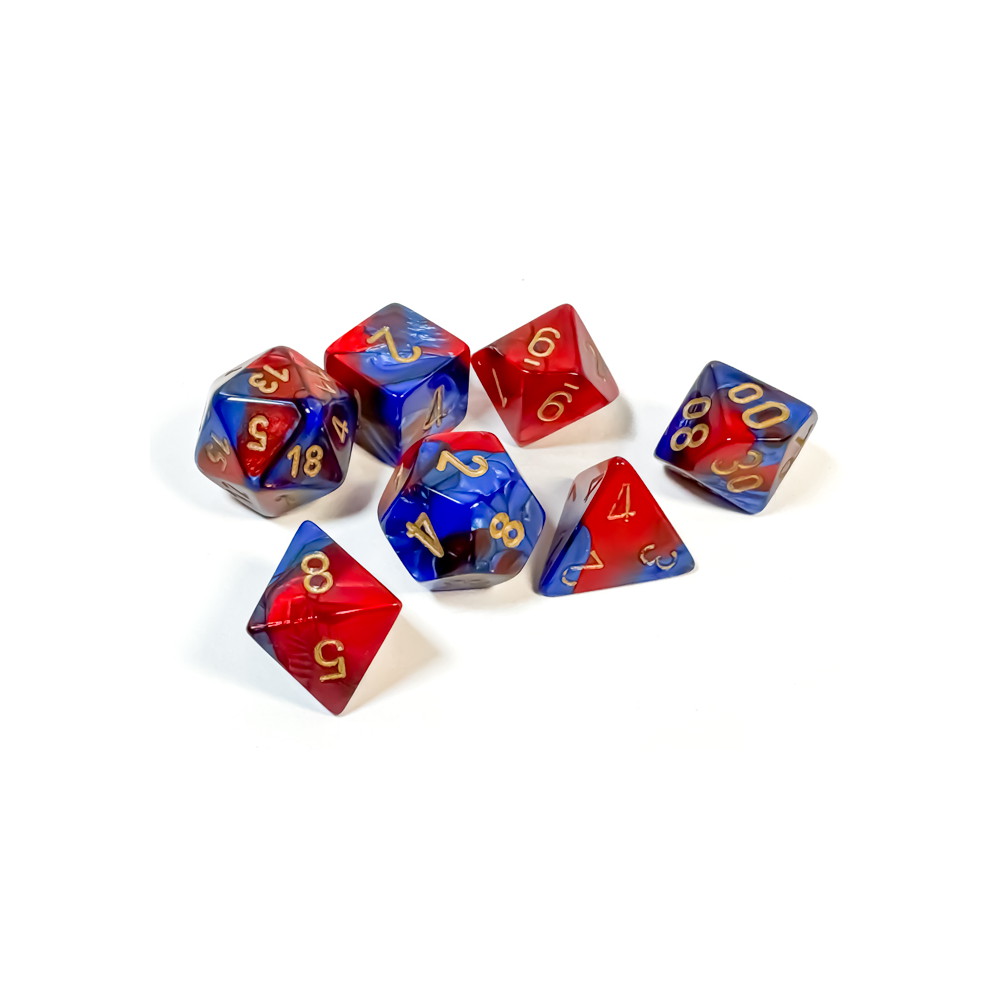 Dice Set 7 Gemini Blue-Red/Gold