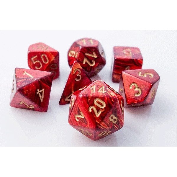 Dice Set 7 Scarab Scarlet/Gold