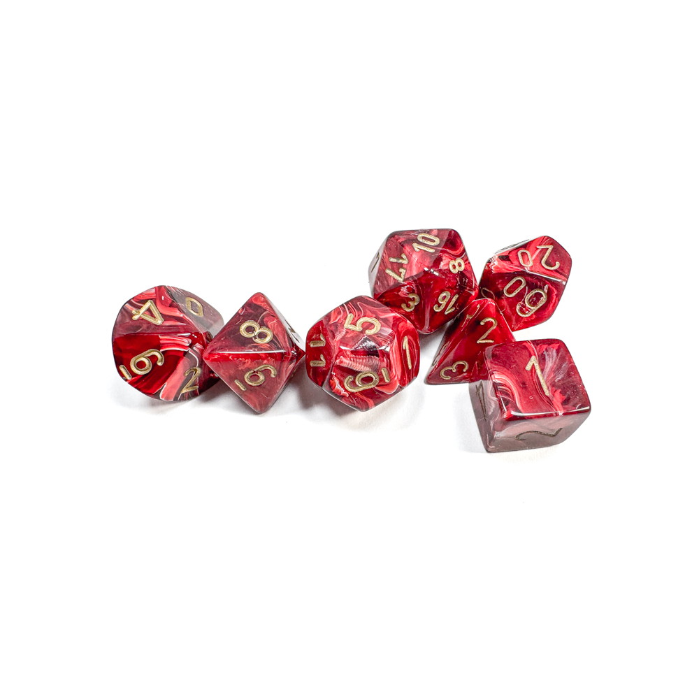 Dice Set 7 Vortex Burgundy/Gold