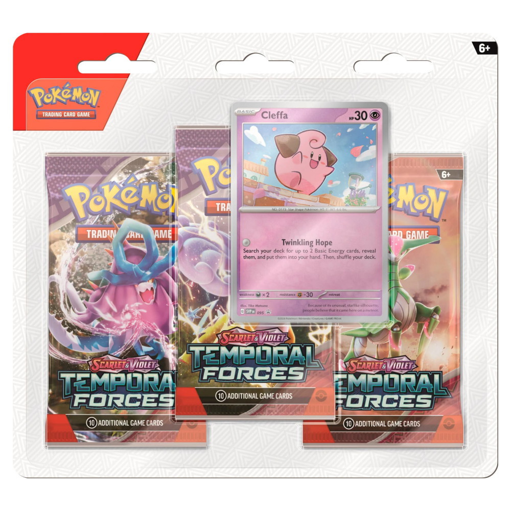 Pokémon TCG: Temporal Forces Boosters 3-Pack Cleffa + 4-Pocket Portfolio