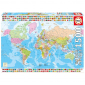 Educa: Political Worldmap 1500 brikker