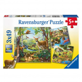 Ravensburger: Forest/Zoo/Domestic Animals - 3x49 brikker