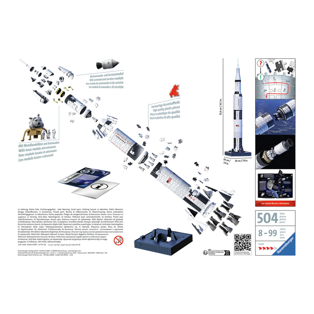 Ravensburger 3D Apollo Saturn V Rocket 504 brikker