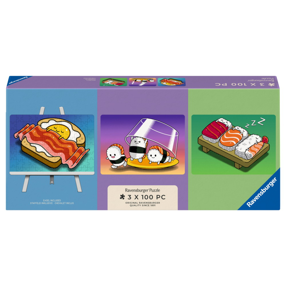 Ravensburger: Kawaii Breakfast, Lunch & Dinner 3x100 Brikker