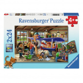 Ravensburger: Airplane & Train Repairs 2x24 Brikker Ravensburger: Airplane & Train Repairs 2x24 Brikker