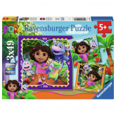 Ravensburger: Dora the Explorer 3x49 Brikker Ravensburger: Dora the Explorer 3x49 Brikker