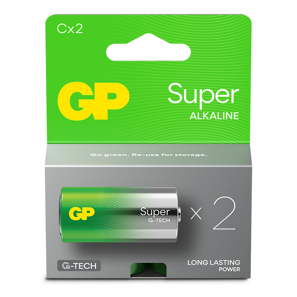 GP Super Alkaline C-battery 14A/LR14, 2-pc