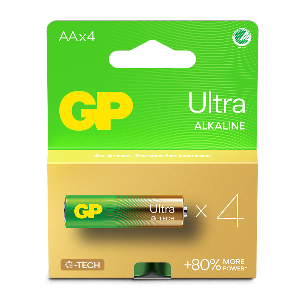 GP Ultra Alkaline AA-battery, 15AU/LR6, 4-pc