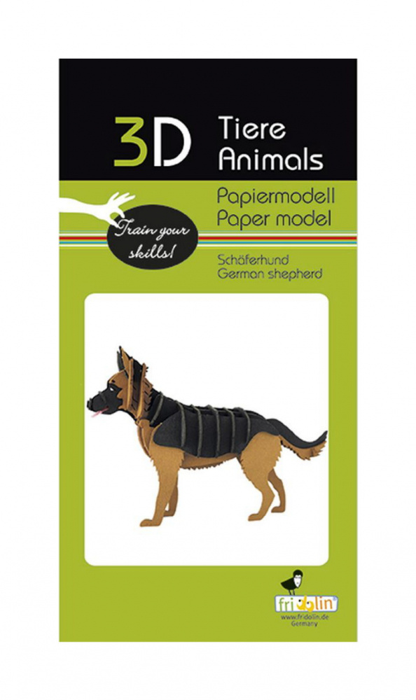 3D papirpuslespil, schæferhund