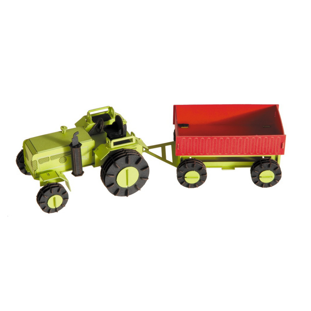 3D papir puslespil, Traktor med trailer