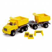 Plasto Lastbil med trailer - Gul Plasto Lastbil med trailer - Gul