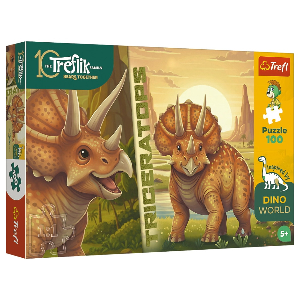 Trefl Puslespil: Dino World Triceratops 100 Brikker