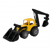 Plasto Traktor med frontlæsser og graver - Gul/Sort