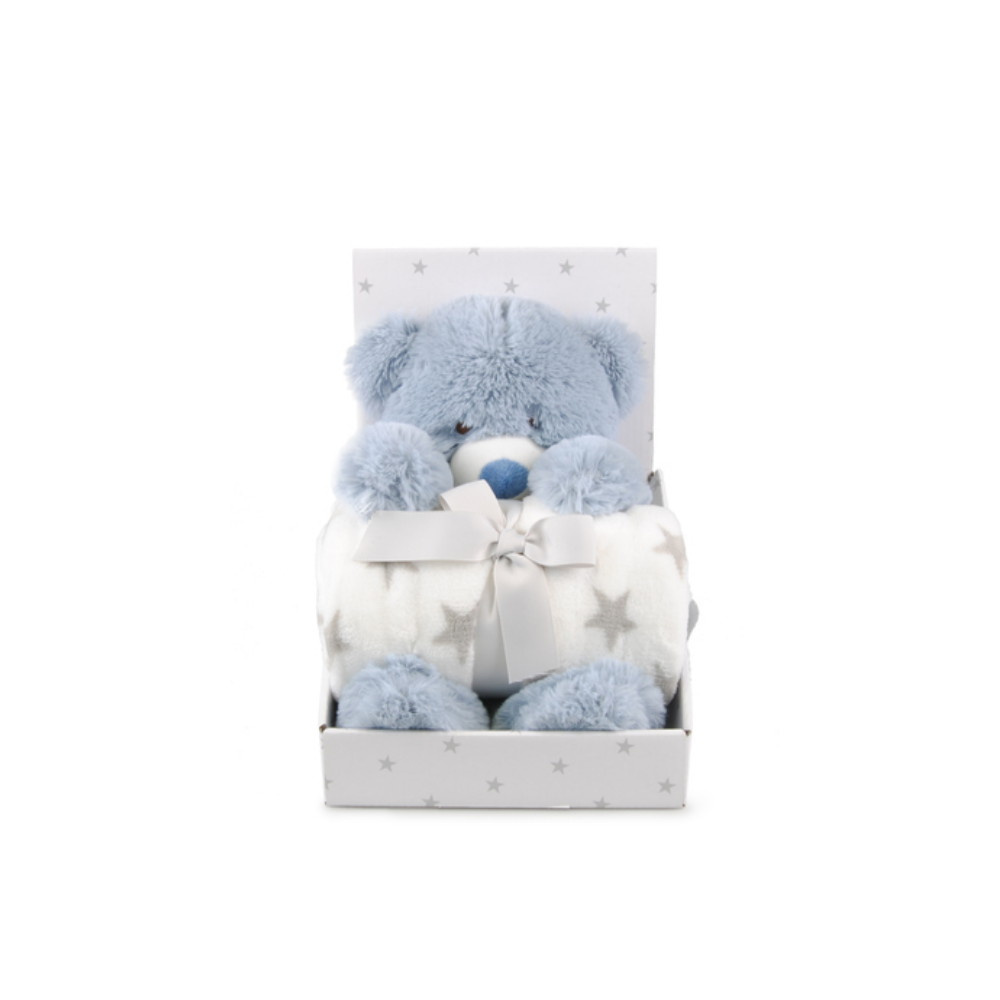 Fleecetæppe og tøjdyr Blue Teddy
