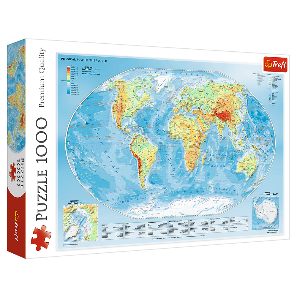 Trefl Physical Map of the World 1000 Brikker