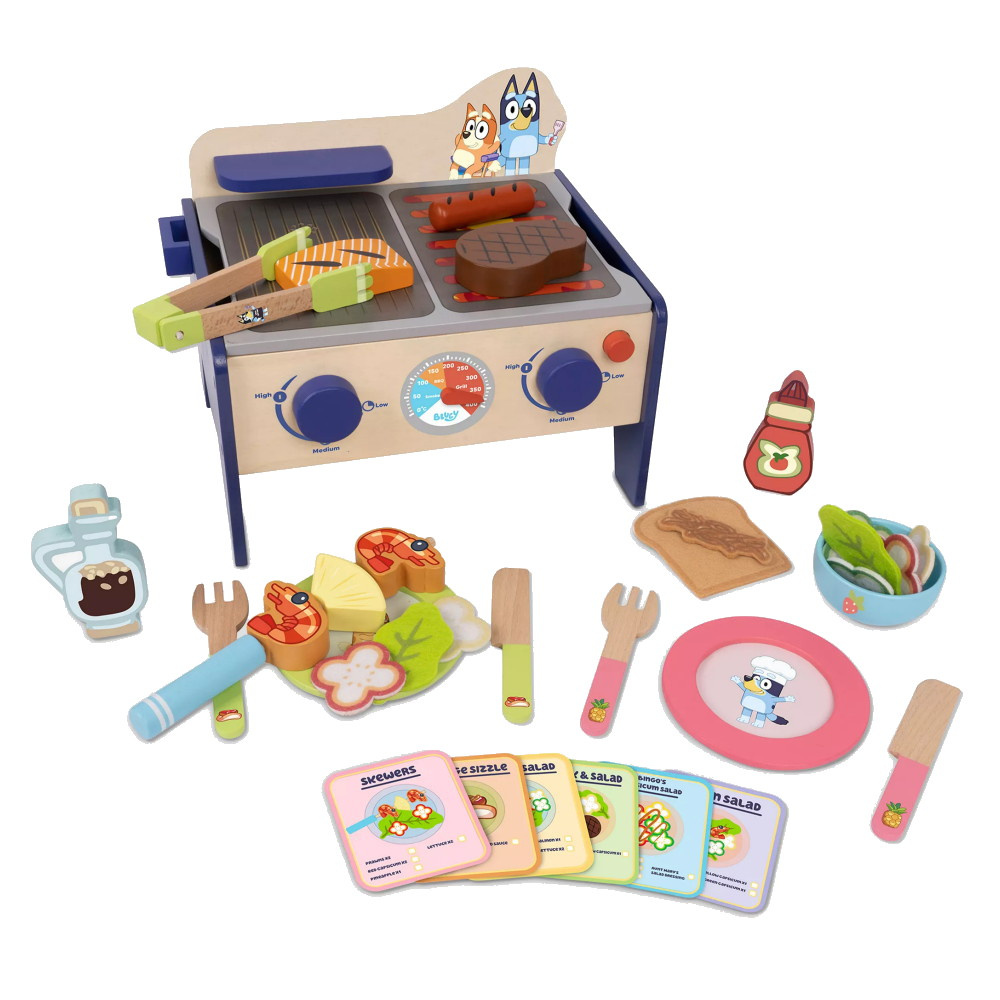 Bluey BBQ & Salad Set i træ